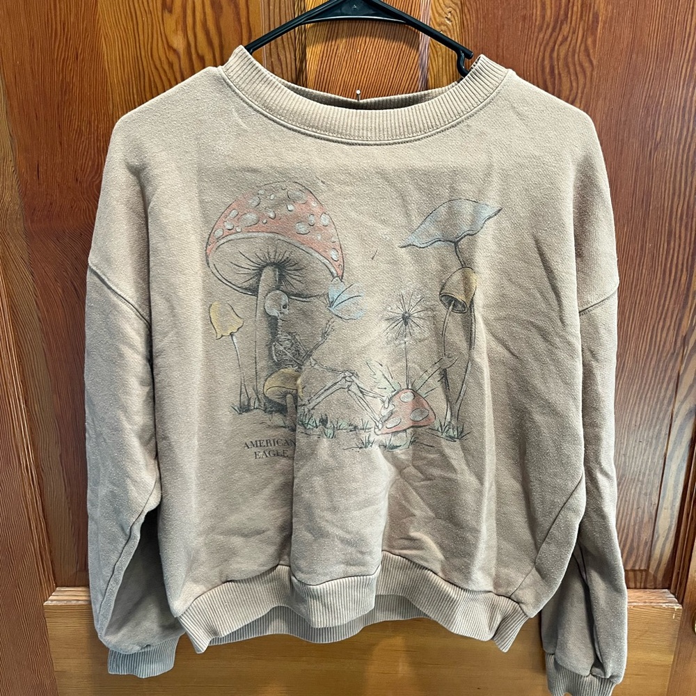 American Eagle Outfitters Mushroom and Skeleton Graphic Sweatshirt